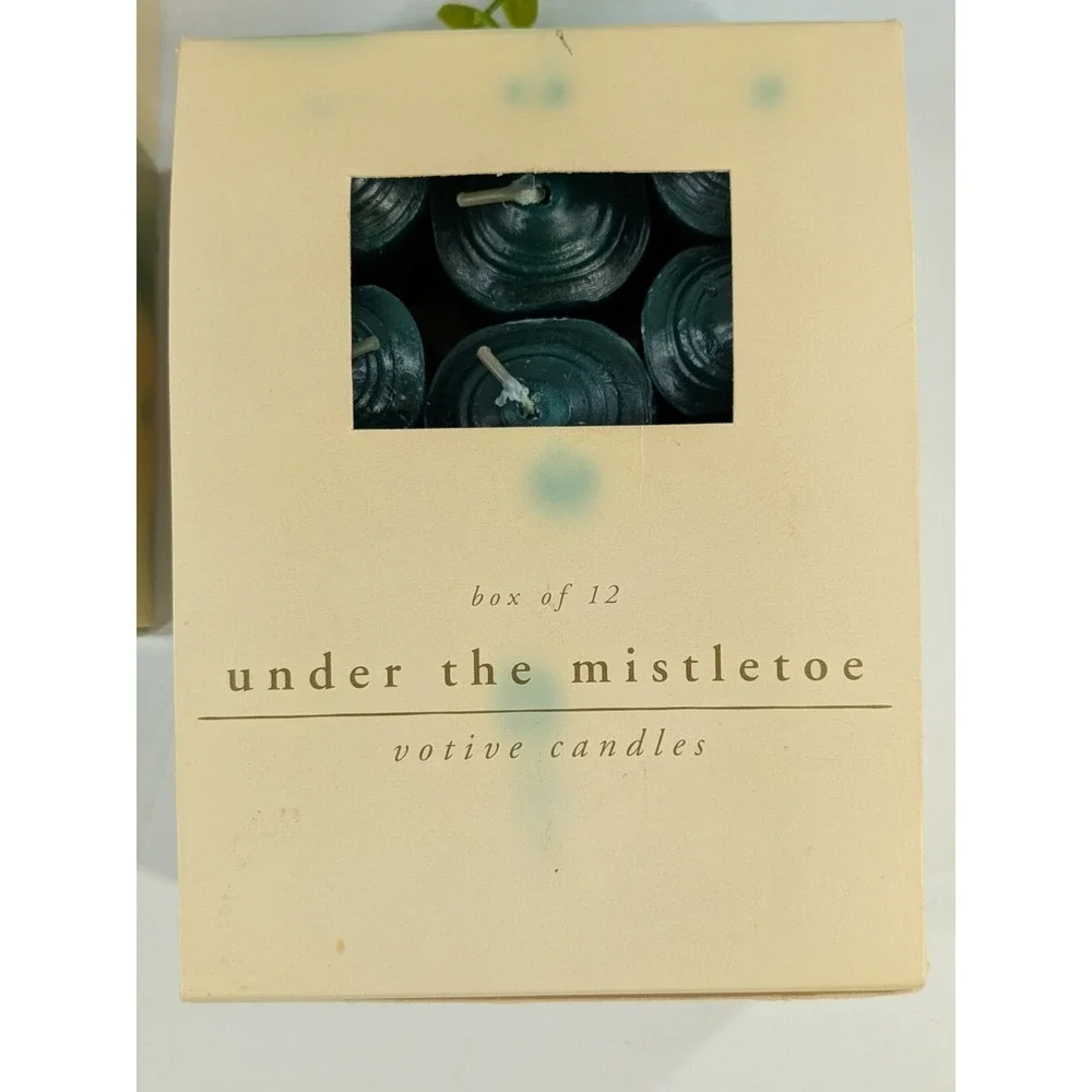 LOT 24🌲Pier 1 Holiday Forest Candle Votives Green Under The Mistletoe Christmas